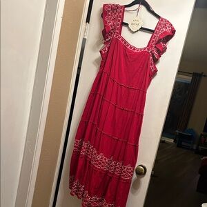 Knox Rose Red Ruffled Midi Dress